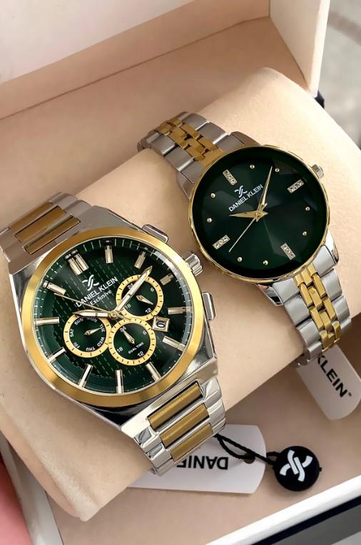Gold Color Lover Couple Wristwatch with Steel Waterproof