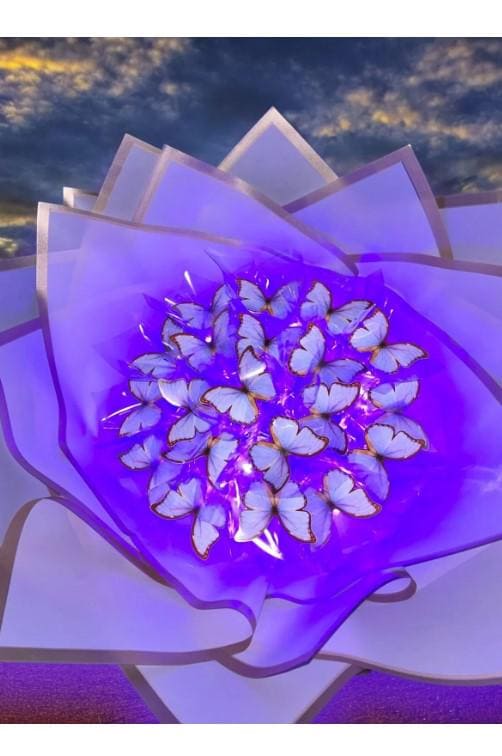 Illuminated Led Butterfly Bouquet Large Size A Quality Butterfly Bouquet Artificial Flower Lasting Gift 35cm