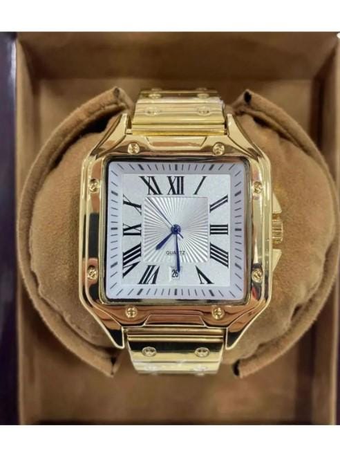 Stylish Silver Color Watch, All Stainless Steel, Watch for Men, Gift for Him, White Dial with Date, Father's Day Gift