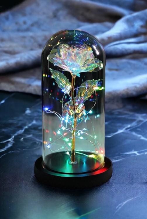Eternity Rose Gift, Eternity Rose, Home Decoration Unfading Rose, Romantic Gift for Lover | Mother's Day Gift | LED Light Glass Dome Rose