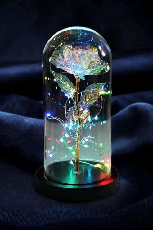Eternity Rose Gift, Eternity Rose, Home Decoration Unfading Rose, Romantic Gift for Lover | Mother's Day Gift | LED Light Glass Dome Rose