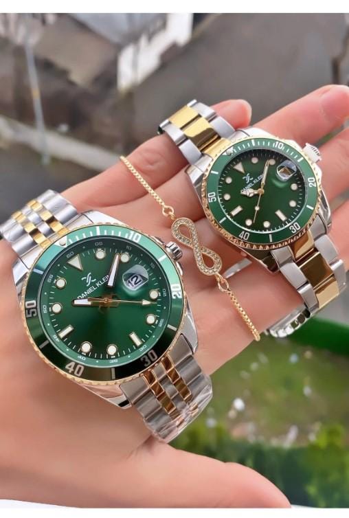 Valentine's Day Couple Watch Sets with Steel Cord, Steel Case and Bracelet Gift in a Special Box