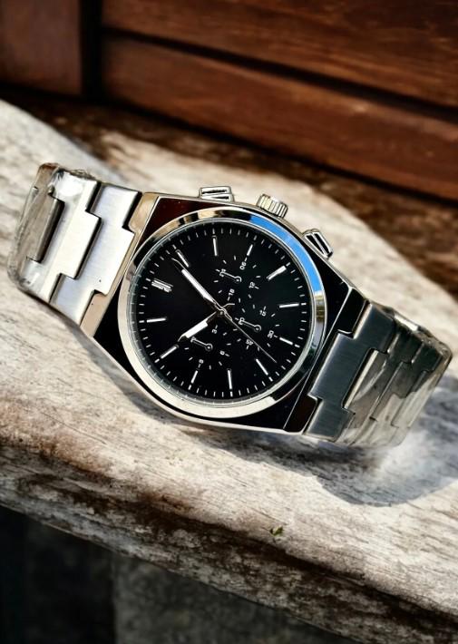 Stylish Silver Color Watch, All Stainless Steel, Watch for Men, Gift for Him, White Dial with Date, Father's Day Gift