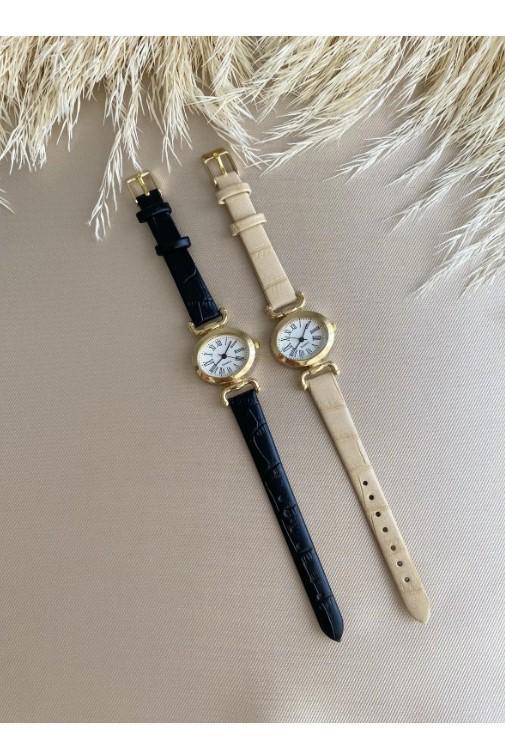 Retro Minimal Vintage Leather Band Women's Wristwatch Butterfly Model
