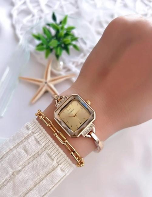 Square Stone Design Silver Women's Wristwatch,Silver Colour,Present for Her, Vintage Design, Adjustable Band, Stylish, Valentine's Day Gift