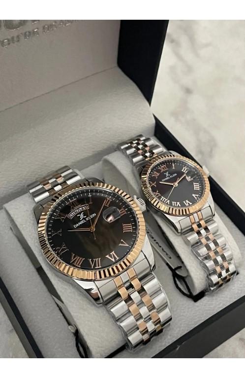 Gold Color Lover Couple Wristwatch with Steel Waterproof