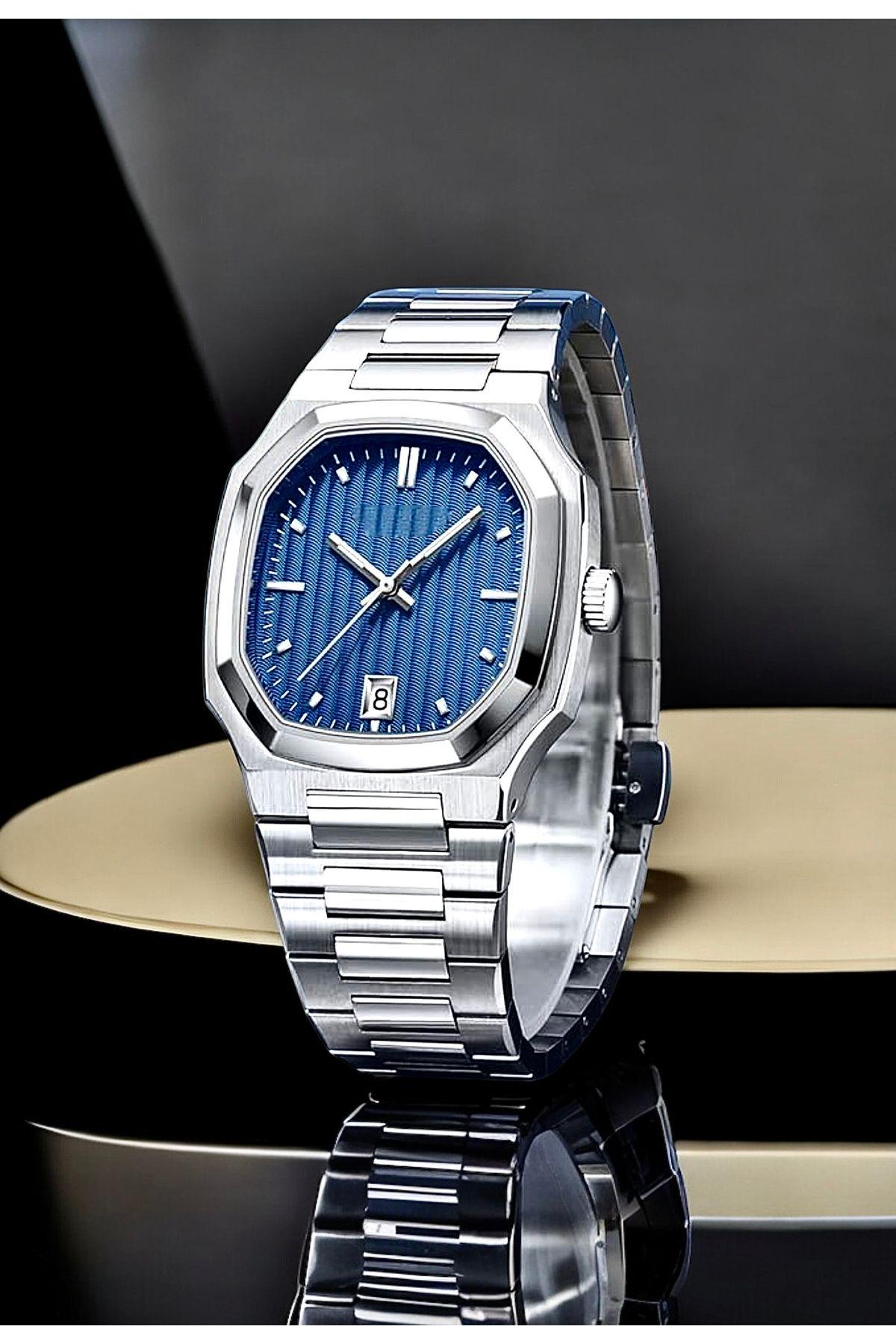 Stylish Silver Color Watch, All Stainless Steel, Watch for Men, Gift for Him, White Dial with Date, Father's Day Gift