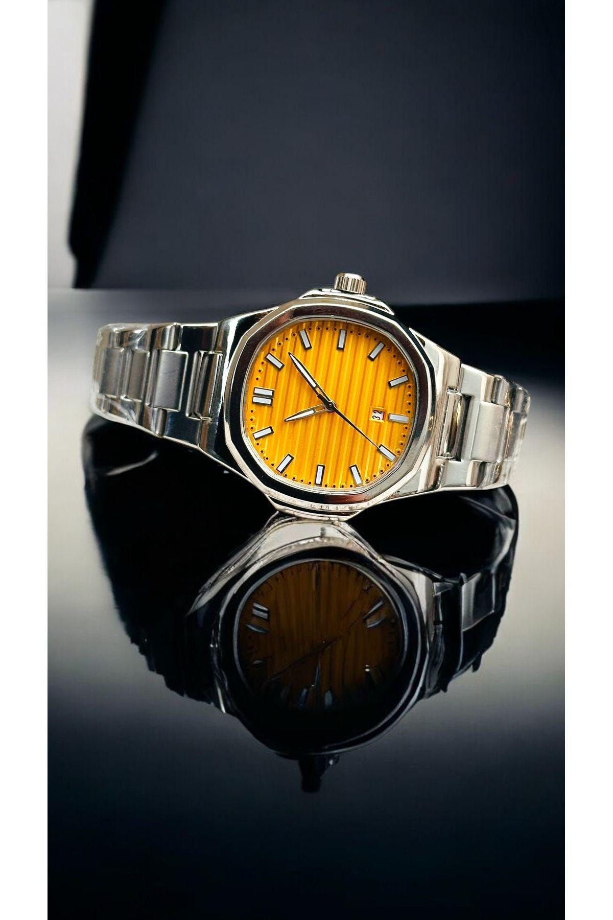 Stylish Silver Color Watch, All Stainless Steel, Watch for Men, Gift for Him, White Dial with Date, Father's Day Gift