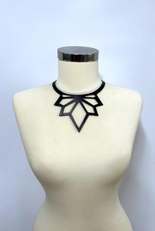 Stylish Leather Choker Laser Cut Leather Choker, Leather Necklace