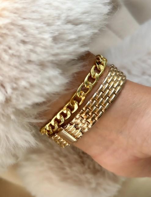 Gold Retro Model, Minimal Square Case, Yellow Color, Roman Numeral Women's Wristwatch Bracelet in a Special Gift Box, Gold Women Watch