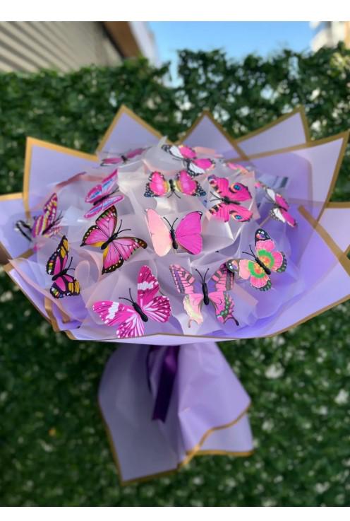 Illuminated Led Butterfly Bouquet Large Size A Quality Butterfly Bouquet Artificial Flower Lasting Gift 35cm