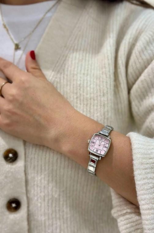 Modern Steel Women Watch with Italian Charm Attachable Strap