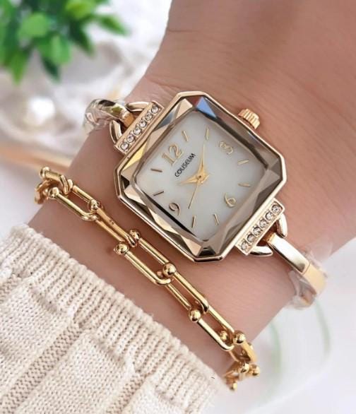 Square Stone Design Silver Women's Wristwatch,Silver Colour,Present for Her, Vintage Design, Adjustable Band, Stylish, Valentine's Day Gift
