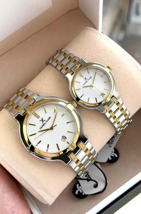 Luxury Steel Waterproof 2 Years Warranty Gold Silver Color Lover Couple Watch
