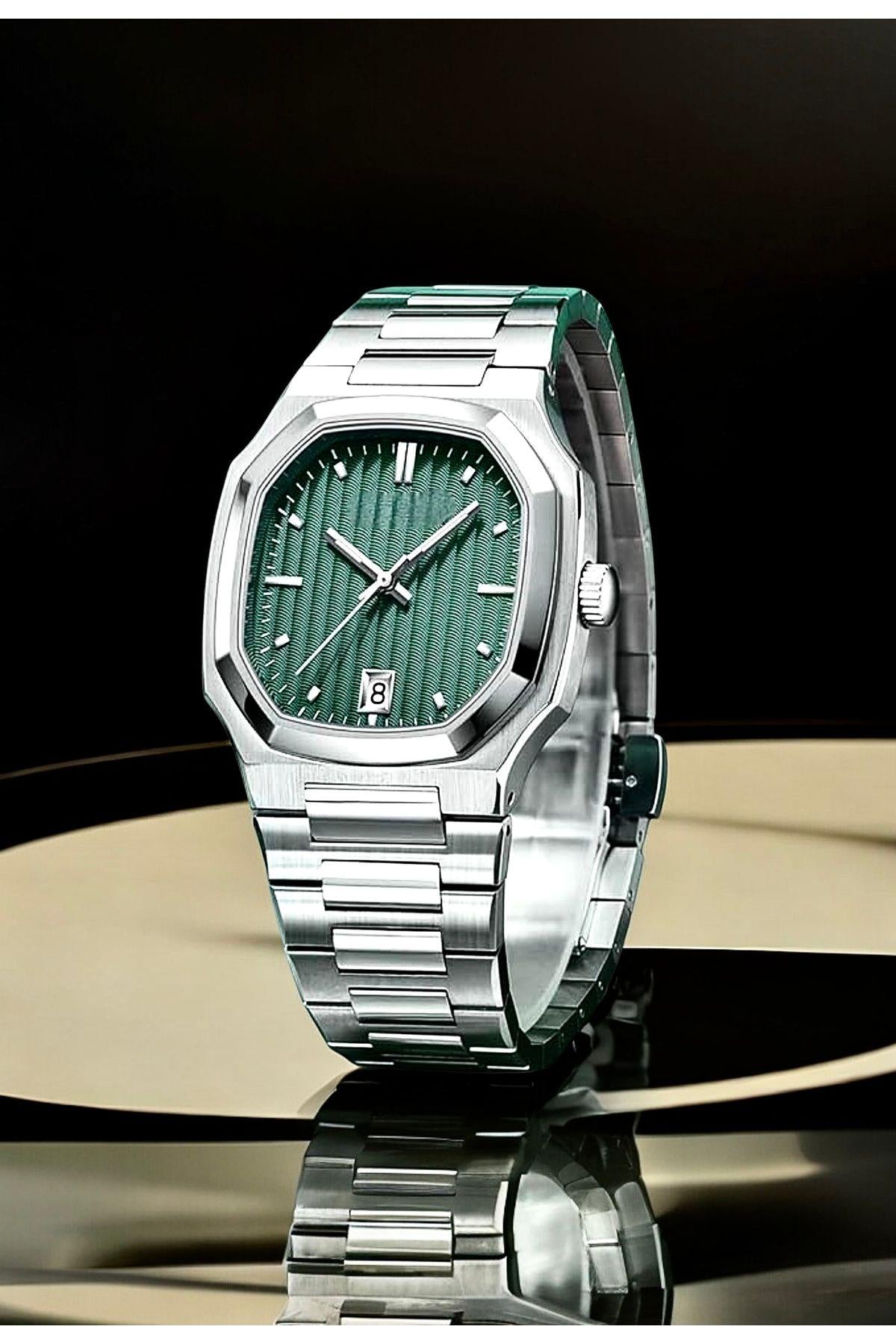 Stylish Silver Color Watch, All Stainless Steel, Watch for Men, Gift for Him, White Dial with Date, Father's Day Gift