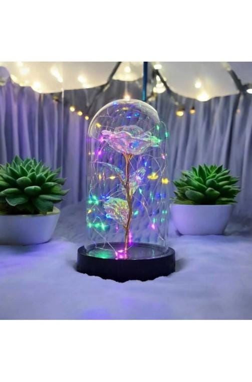 Eternity Rose Gift, Eternity Rose, Home Decoration Unfading Rose, Romantic Gift for Lover | Mother's Day Gift | LED Light Glass Dome Rose