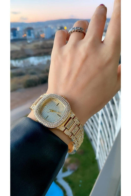 Stone Women's Wrist Watch Young Girls Wrist Watches, Silver Color, Gold Color Women's Watch, Easy to Use, White Design Dial, Elegant Design