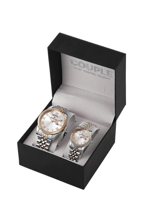Gold Color Lover Couple Wristwatch with Steel Waterproof