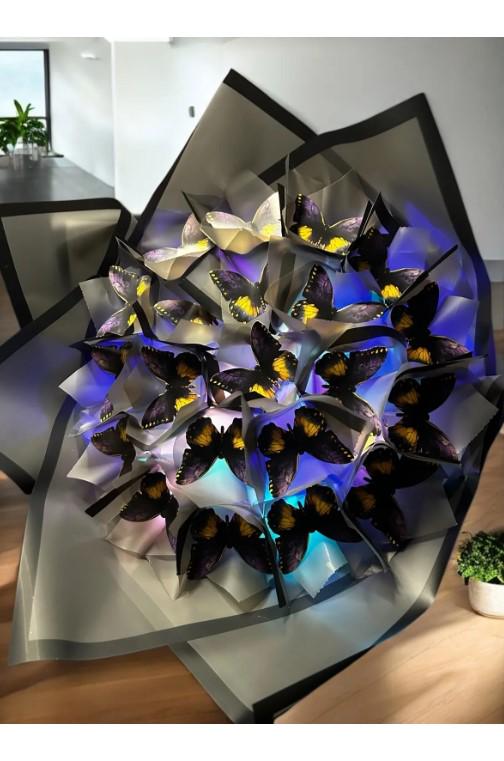 Illuminated Led Butterfly Bouquet Large Size A Quality Butterfly Bouquet Artificial Flower Lasting Gift 35cm