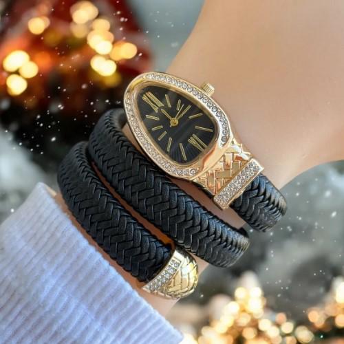 Leather Snake Model Women's Wristwatch, Adjustable Band, White Dial, Valentine's Day Gift, Cool, Roman Numeral