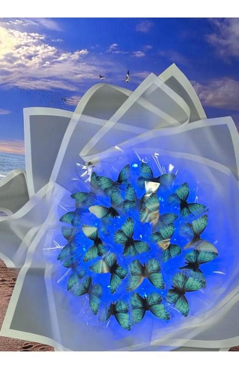Illuminated Led Butterfly Bouquet Large Size A Quality Butterfly Bouquet Artificial Flower Lasting Gift 35cm