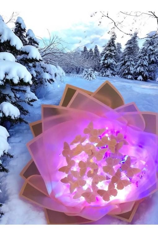 Illuminated Led Butterfly Bouquet Large Size A Quality Butterfly Bouquet Artificial Flower Lasting Gift 35cm
