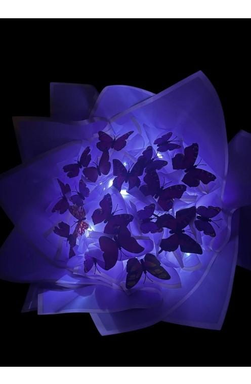 Illuminated Led Butterfly Bouquet Large Size A Quality Butterfly Bouquet Artificial Flower Lasting Gift 35cm