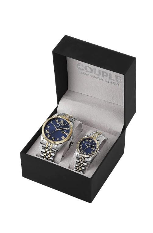 Gold Color Lover Couple Wristwatch with Steel Waterproof