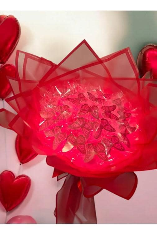 Illuminated Led Butterfly Bouquet Large Size A Quality Butterfly Bouquet Artificial Flower Lasting Gift 35cm