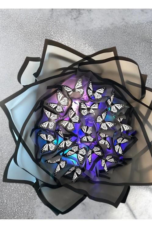 Illuminated Led Butterfly Bouquet Large Size A Quality Butterfly Bouquet Artificial Flower Lasting Gift 35cm
