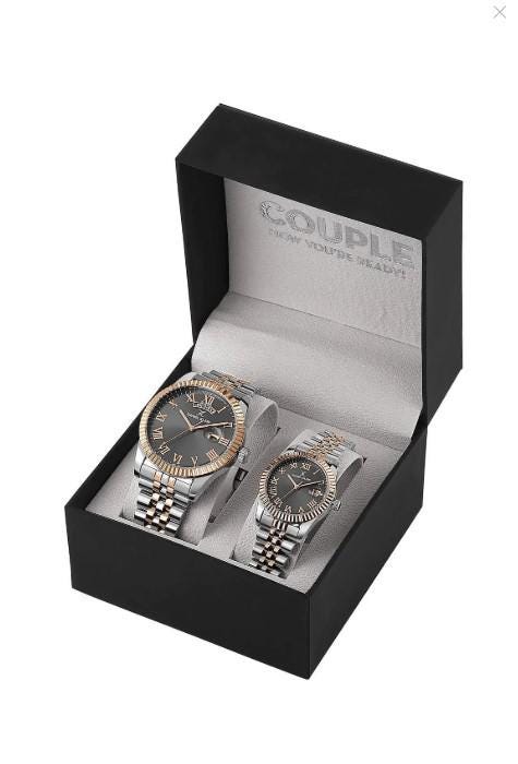 Gold Color Lover Couple Wristwatch with Steel Waterproof
