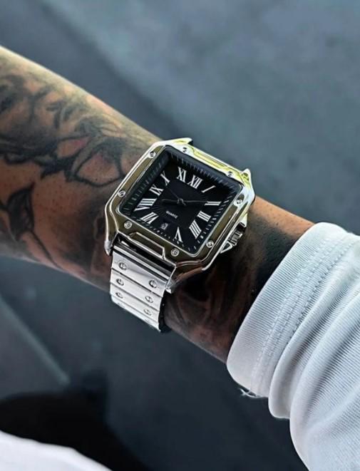 Stylish Silver Color Watch, All Stainless Steel, Watch for Men, Gift for Him, White Dial with Date, Father's Day Gift