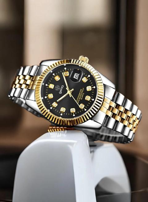 Lux Metal Women's Wristwatch, Gold Stone Women's Wristwatch, Luminous Indexes, Easy to Use, White Design Dial, Elegant Design