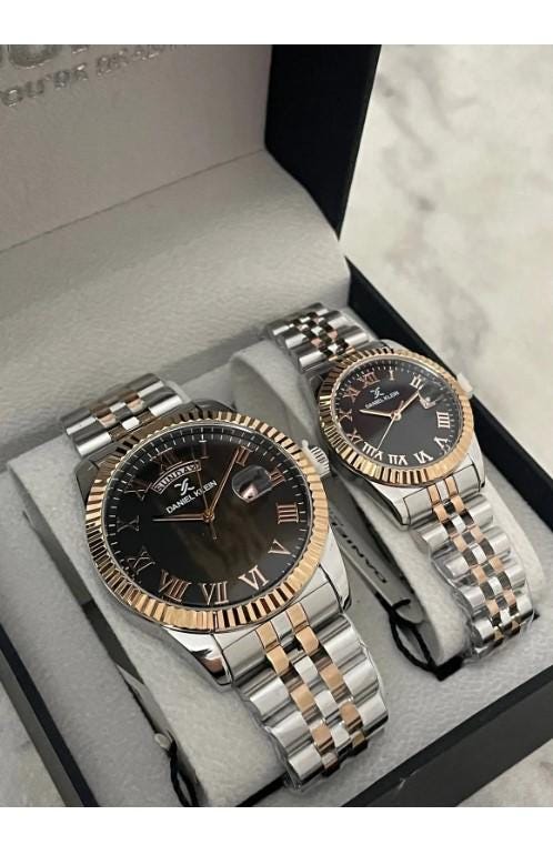 Gold Color Lover Couple Wristwatch with Steel Waterproof