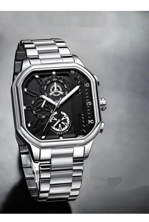 Steel Vintage Women's Wristwatch, Silver Color Strap Black Dial Men's Wristwatch, Vintage Design, Valentine's Day Gift, Lux Women's Watch
