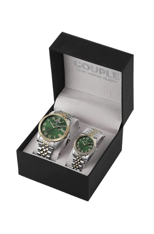 Gold Color Lover Couple Wristwatch with Steel Waterproof
