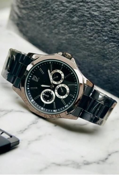 Stylish Silver Color Watch And Bracelet, All Stainless Steel, Watch for Men, Gift for Him, White Dial with Date, Father's Day Gift
