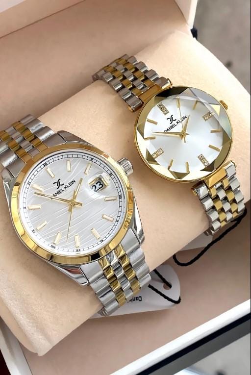 Luxury Steel Waterproof 2 Years Warranty Gold Silver Color Lover Couple Watch