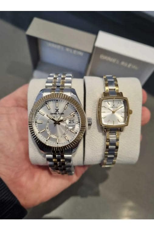 Valentine's Day Couple Watch Sets with Steel Cord, Steel Case and Bracelet Gift in a Special Box
