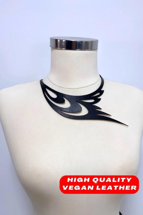 Stylish Leather Choker Laser Cut Leather Choker, Leather Necklace