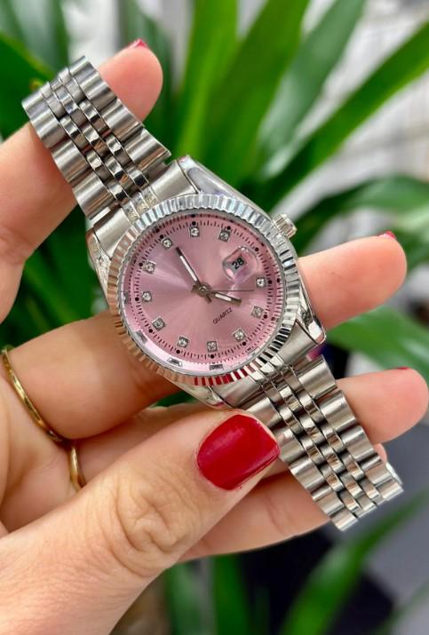 Lux Metal Women's Wristwatch, Gold Stone Women's Wristwatch, Luminous Indexes, Easy to Use, White Design Dial, Elegant Design