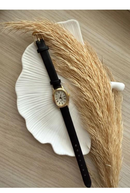 Rubsey Minimal Women's Wristwatch Leather Strap Gold Case Tiny Model