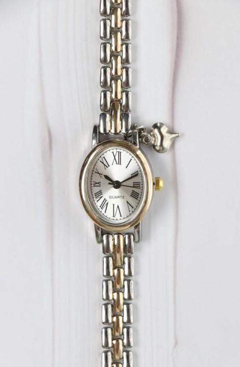 Bonnie Heart Charm Minimal Women's Wristwatch, Vintage Design, Adjustable Band, White Dial, Valentine's Day Gift, Cool, Roman Numeral Watch