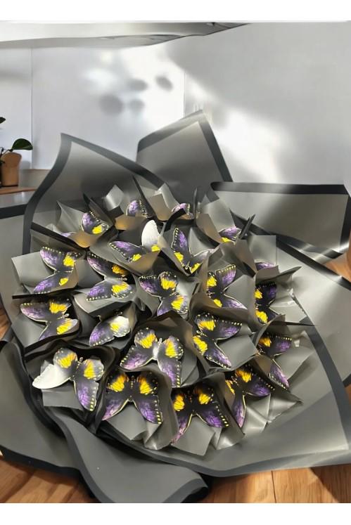 Illuminated Led Butterfly Bouquet Large Size A Quality Butterfly Bouquet Artificial Flower Lasting Gift 35cm
