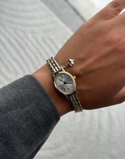 Bonnie Heart Charm Minimal Women's Wristwatch, Vintage Design, Adjustable Band, White Dial, Valentine's Day Gift, Cool, Roman Numeral Watch
