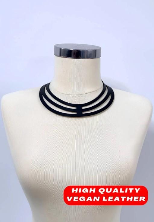 Stylish Leather Choker Laser Cut Leather Choker, Leather Necklace
