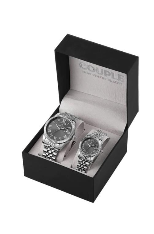 Gold Color Lover Couple Wristwatch with Steel Waterproof