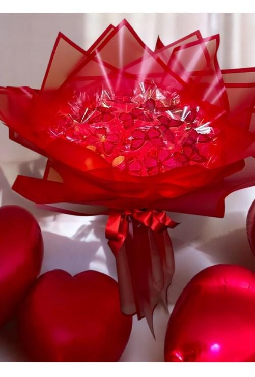Illuminated Led Butterfly Bouquet Large Size A Quality Butterfly Bouquet Artificial Flower Lasting Gift 35cm