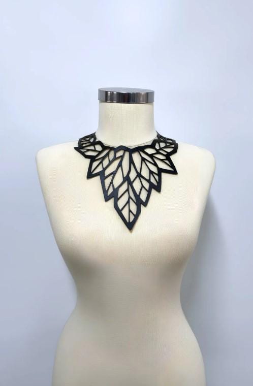 Stylish Leather Choker Laser Cut Leather Choker, Leather Necklace