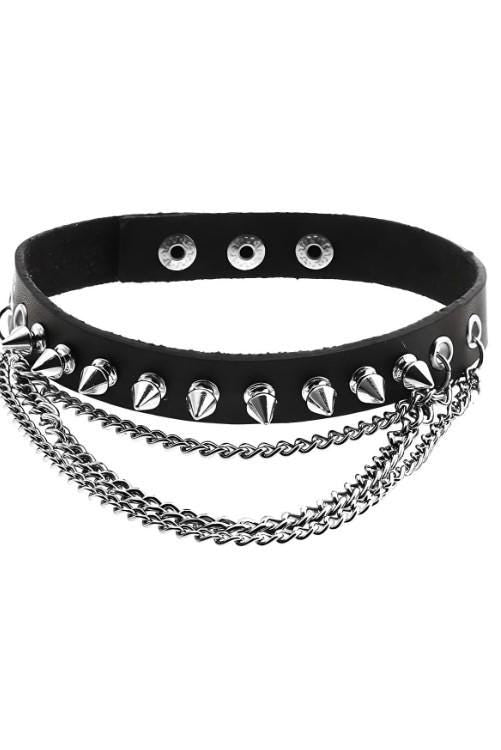 Stylish Leather Choker Neck Accessory with Tassels